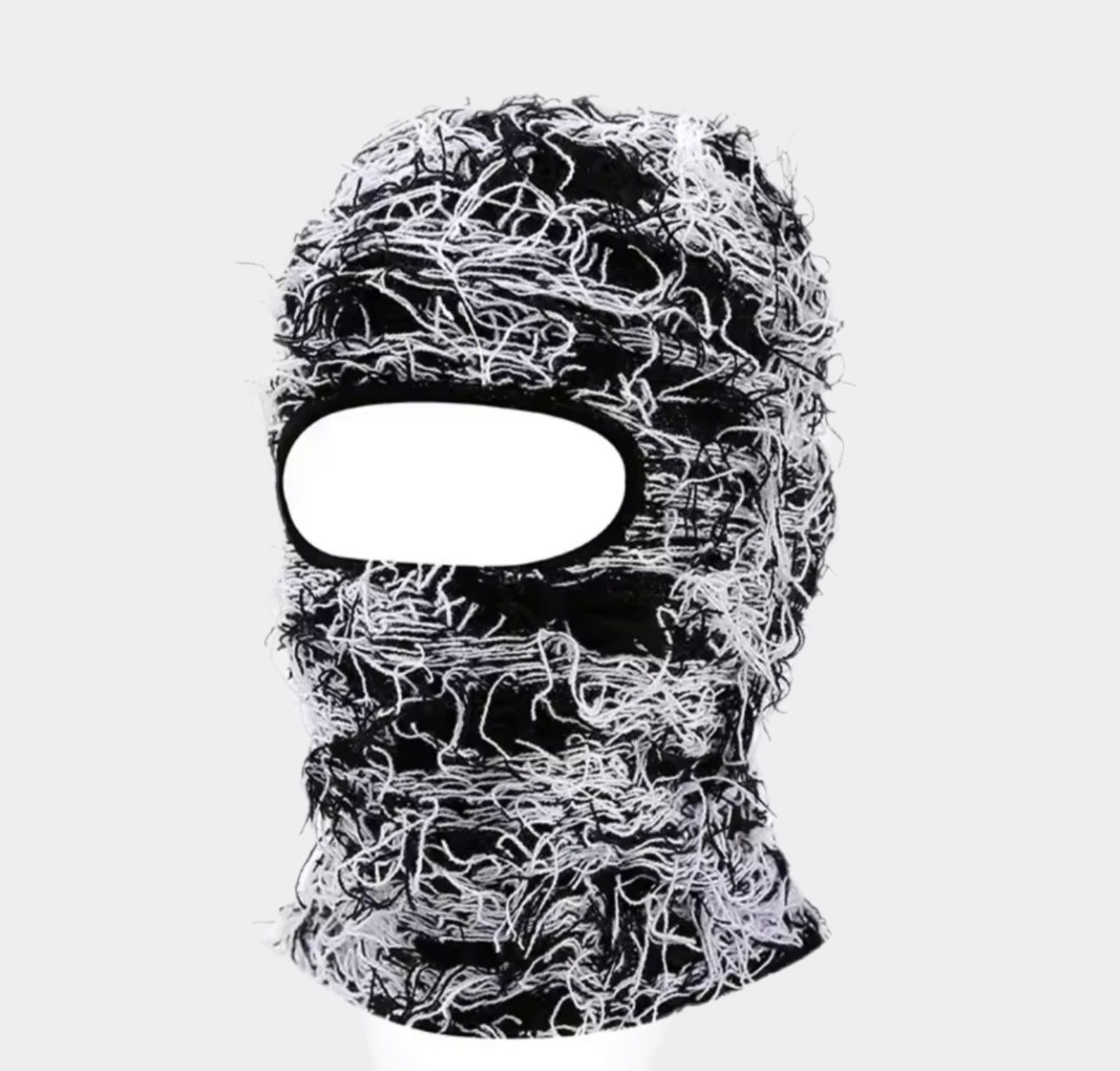 Shaggy Knit Balaclava Face Mask - Trendy Frayed Winter Fashion Mask