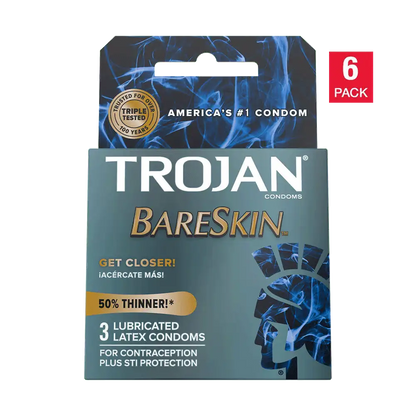 TROJAN BARESKIN LUBRICATED LATEX CONDOMS 3ct-18ct