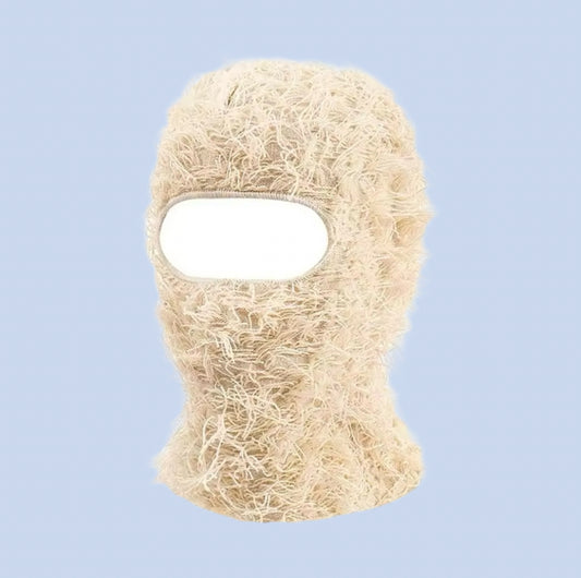 Shaggy Knit Balaclava Face Mask - Trendy Frayed Winter Fashion Mask