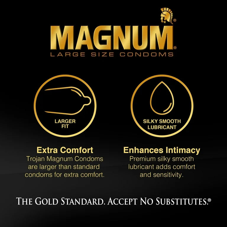 MAGNUM LUBRICATED XL SIZE LATEX CONDOMS 3ct-18ct