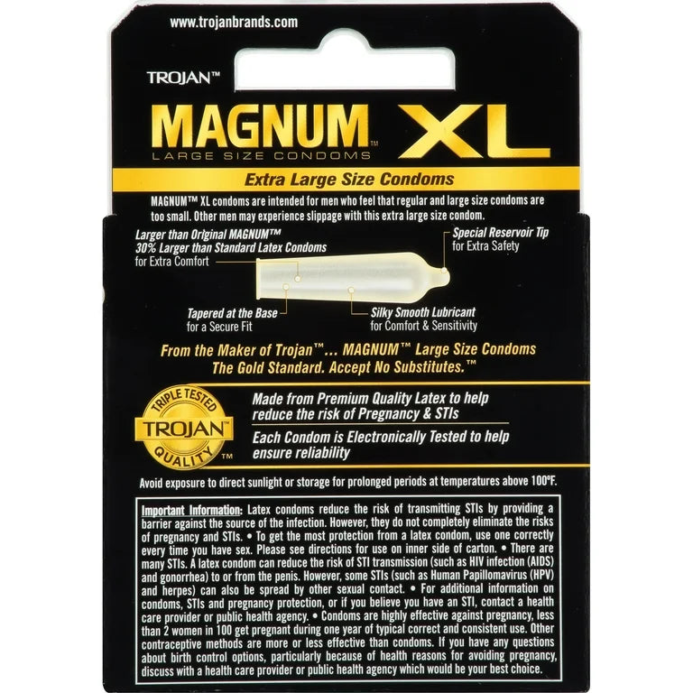 MAGNUM LUBRICATED XL SIZE LATEX CONDOMS 3ct-18ct